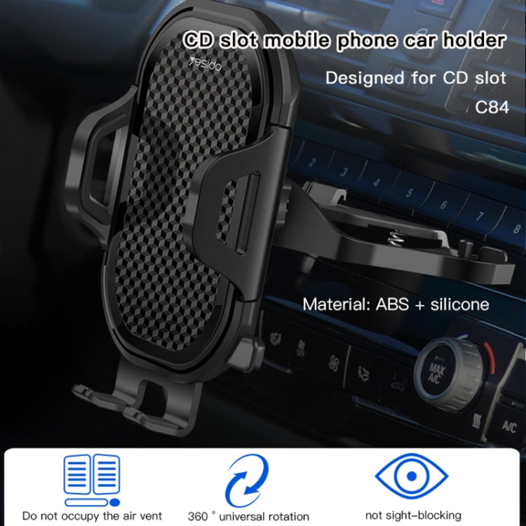 Support Téléphone de Voiture Yesido C84 Rotatif à 360 Degrés pour Port CD (Noir)