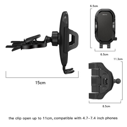 Support Téléphone de Voiture Yesido C84 Rotatif à 360 Degrés pour Port CD (Noir)