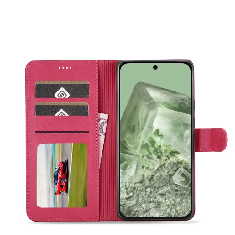 For Google Pixel 8a LC.IMEEKE Calf Texture Flip Leather Phone Case(Red)