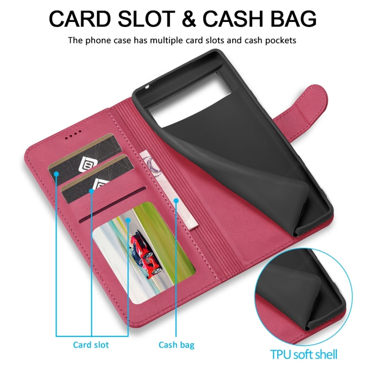 For Google Pixel 8a LC.IMEEKE Calf Texture Flip Leather Phone Case(Red)