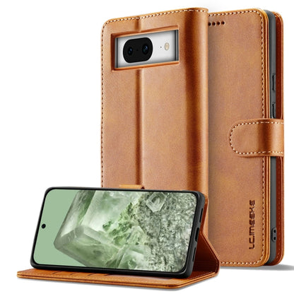 For Google Pixel 8a LC.IMEEKE Calf Texture Flip Leather Phone Case(Yellow)