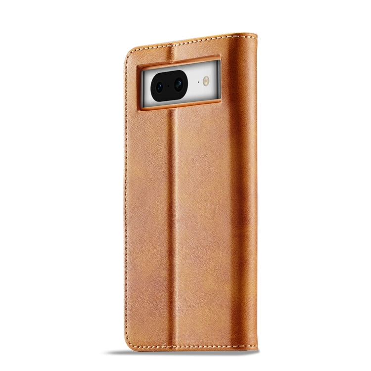 For Google Pixel 8a LC.IMEEKE Calf Texture Flip Leather Phone Case(Yellow)