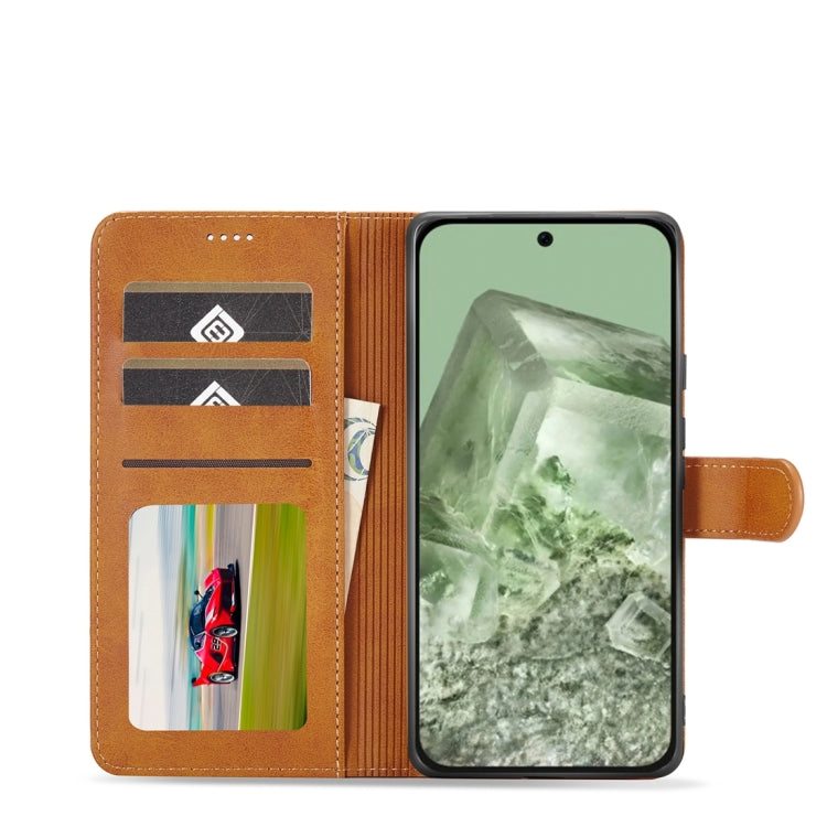 For Google Pixel 8a LC.IMEEKE Calf Texture Flip Leather Phone Case(Yellow)