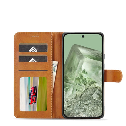 For Google Pixel 8a LC.IMEEKE Calf Texture Flip Leather Phone Case(Yellow)