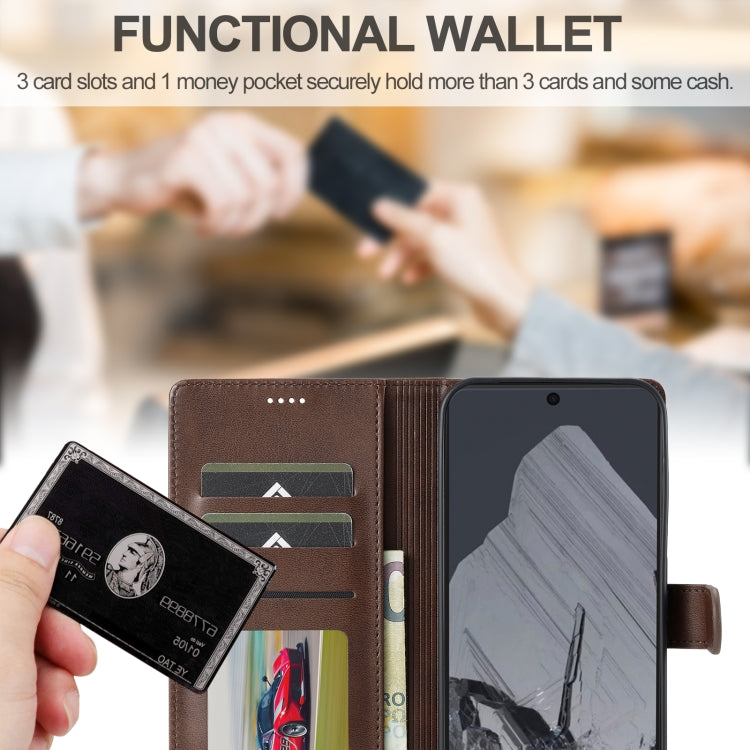 For Google Pixel 9 Pro XL LC.IMEEKE Calf Texture Flip Leather Phone Case(Brown)