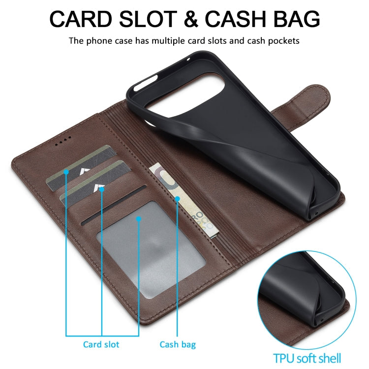 For Google Pixel 9 Pro XL LC.IMEEKE Calf Texture Flip Leather Phone Case(Brown)