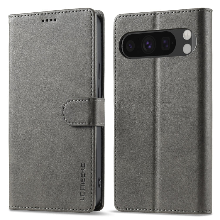 For Google Pixel 9 Pro XL LC.IMEEKE Calf Texture Flip Leather Phone Case(Grey)