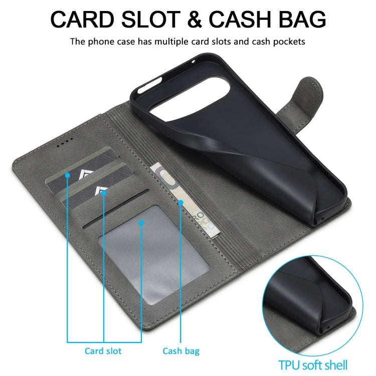 For Google Pixel 9 Pro XL LC.IMEEKE Calf Texture Flip Leather Phone Case(Grey)