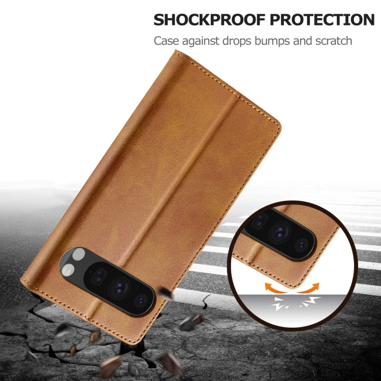 For Google Pixel 9 / 9 Pro LC.IMEEKE Calf Texture Flip Leather Phone Case(Yellow)