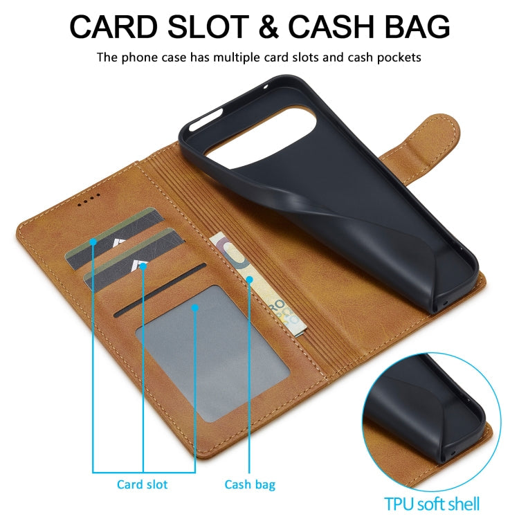 For Google Pixel 9 / 9 Pro LC.IMEEKE Calf Texture Flip Leather Phone Case(Yellow)