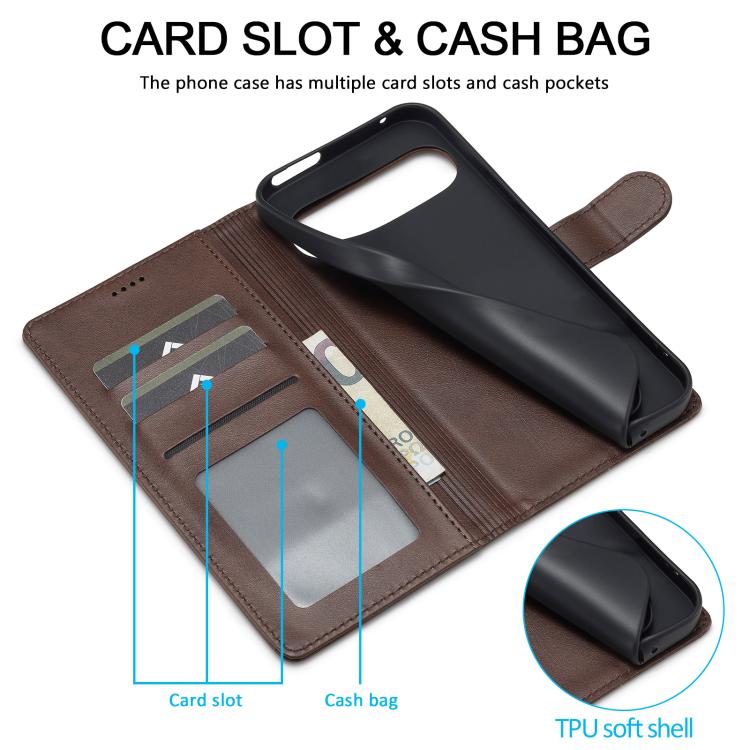For Google Pixel 10 Pro XL LC.IMEEKE Calf Texture Flip Leather Phone Case(Brown)
