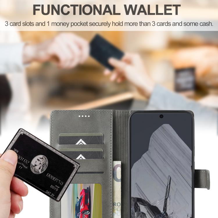 For Google Pixel 10 / 10 Pro LC.IMEEKE Calf Texture Flip Leather Phone Case(Grey)