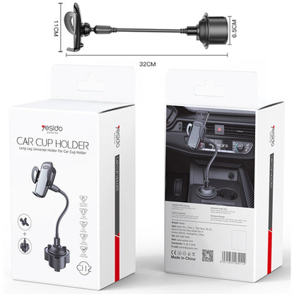 Yesido C112 Universal Car Water Cup Holder Telescopic Hose Phone Holder(Black)
