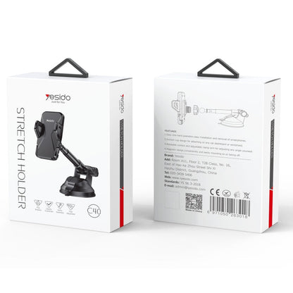Support de téléphone de voiture pliable Yesido C40 avec clip automatique et rotation à 360 degrés (noir)