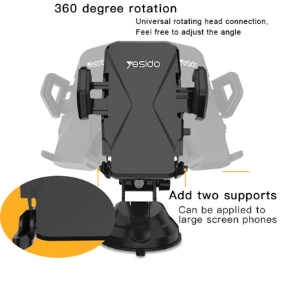 Support de téléphone de voiture pliable Yesido C40 avec clip automatique et rotation à 360 degrés (noir)
