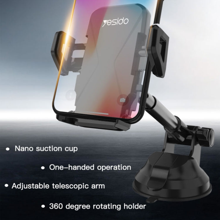 Support de téléphone de voiture pliable Yesido C40 avec clip automatique et rotation à 360 degrés (noir)