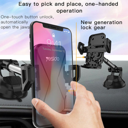Support de téléphone de voiture pliable Yesido C40 avec clip automatique et rotation à 360 degrés (noir)