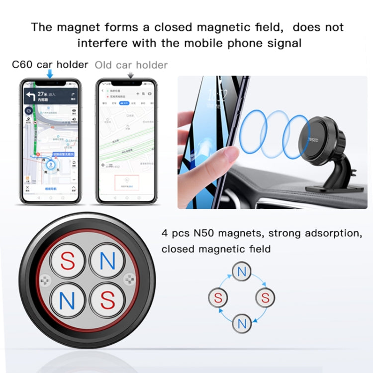 Yesido C60 Car 360 Degree Rotation Magnetic Phone Holder(Black)