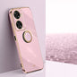 Pour Huawei Nova 11 SE XINLI Étui de téléphone en TPU à bords droits 6D galvanisé avec support annulaire (violet cerise)