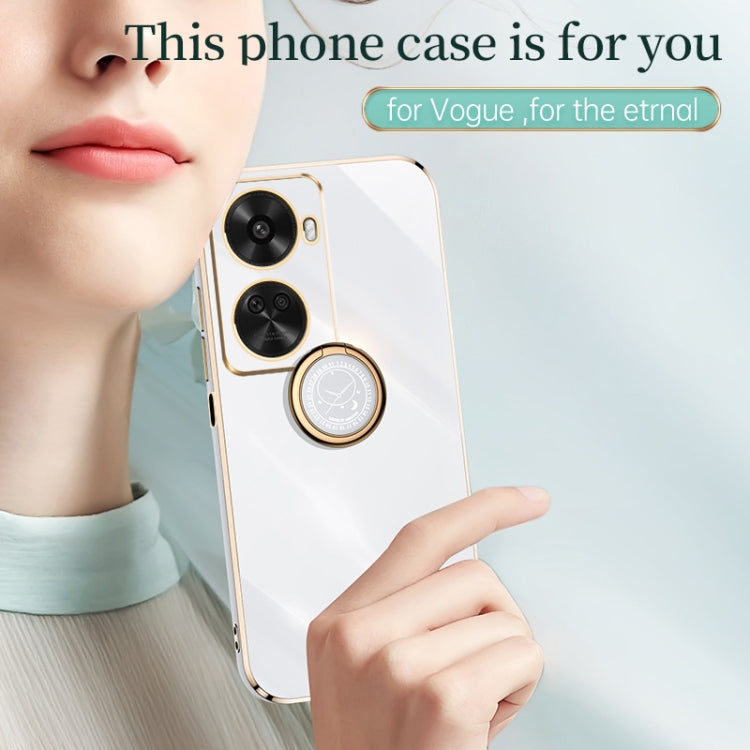 For Huawei Nova 11 SE XINLI Straight Edge 6D Electroplate TPU Phone Case with Ring Holder(White)