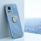 For Huawei nova 12 Pro XINLI Straight Edge 6D Electroplate TPU Phone Case with Ring Holder(Celestial Blue)
