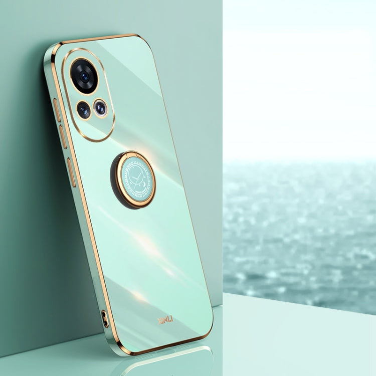 For Huawei nova 12 Pro XINLI Straight Edge 6D Electroplate TPU Phone Case with Ring Holder(Mint Green)