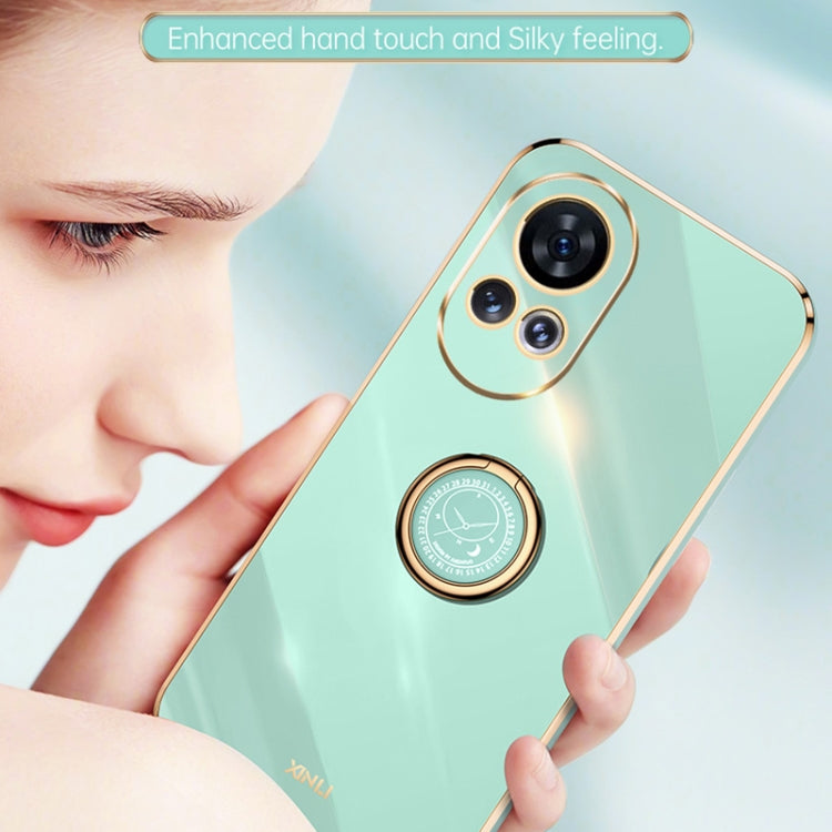 For Huawei nova 12 XINLI Straight Edge 6D Electroplate TPU Phone Case with Ring Holder(Celestial Blue)