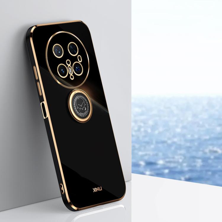 For Huawei Mate 70 Pro / 70 Pro+ XINLI Straight Edge 6D Electroplate TPU Phone Case with Ring Holder(Black)