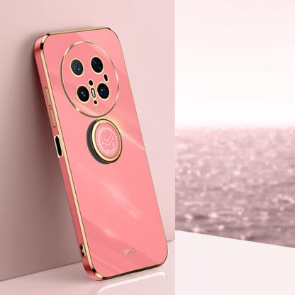 For Huawei Mate 70 Pro / 70 Pro+ XINLI Straight Edge 6D Electroplate TPU Phone Case with Ring Holder(Hawthorn Red)