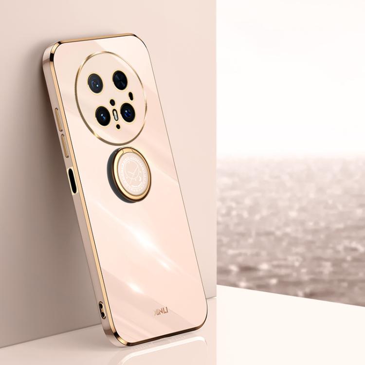 For Huawei Mate 70 Pro / 70 Pro+ XINLI Straight Edge 6D Electroplate TPU Phone Case with Ring Holder(Pink)