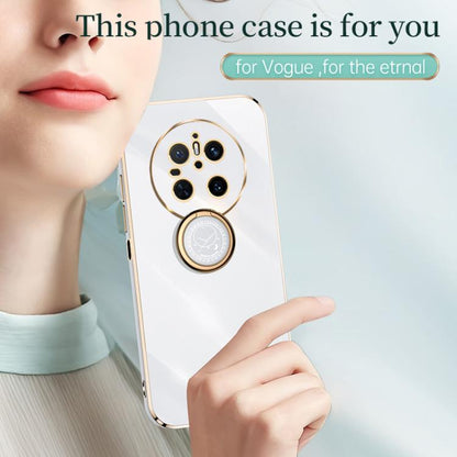 For Huawei Mate 70 XINLI Straight Edge 6D Electroplate TPU Phone Case with Ring Holder(Celestial Blue)