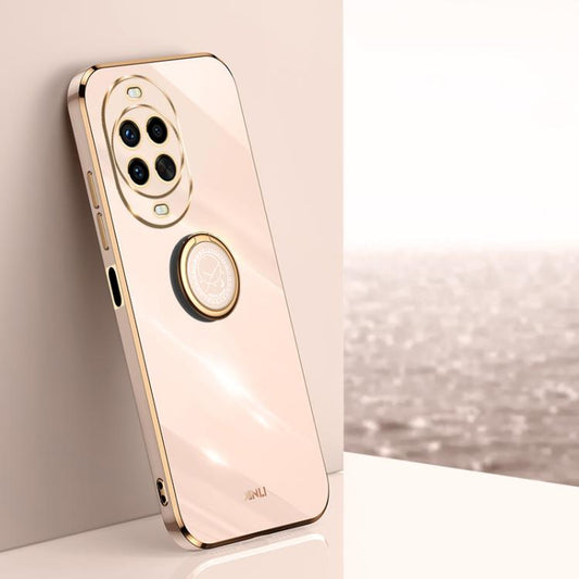 For Huawei Nova 14 Pro XINLI Straight Edge 6D Electroplate TPU Phone Case with Ring Holder(Pink)