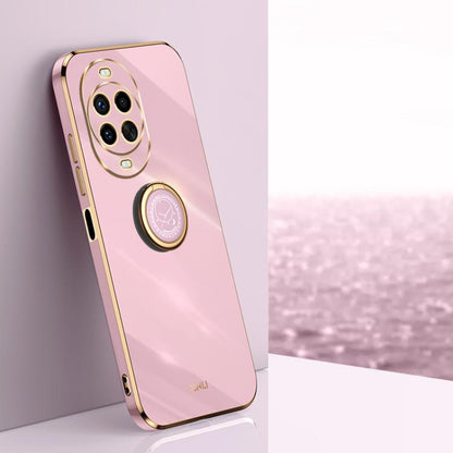 Pour Huawei Nova 14 Ultra XINLI Coque de Téléphone TPU à Bord Droit 6D Galvanoplastie avec Support Bague (Violet Cerise)