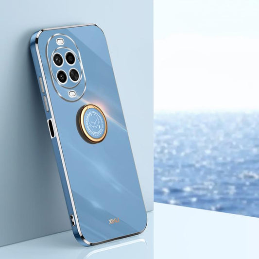 For Huawei Nova 14 Ultra XINLI Straight Edge 6D Electroplate TPU Phone Case with Ring Holder(Celestial Blue)