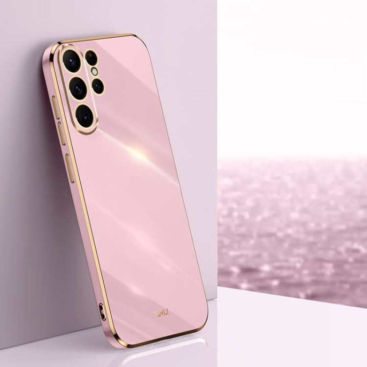 Pour Samsung Galaxy S24 Ultra 5G Étui de téléphone en TPU avec bord droit 6D galvanisé XINLI (Violet Cerise)