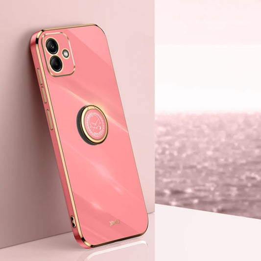 For Samsung Galaxy A05 XINLI Straight Edge 6D Electroplate TPU Phone Case with Ring Holder(Hawthrn Red)