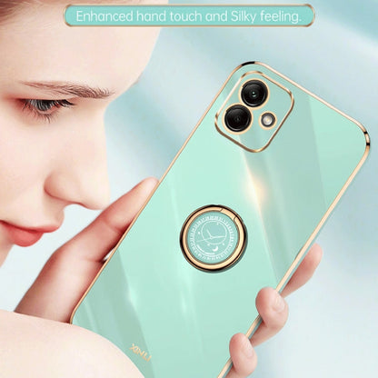 For Samsung Galaxy A05 XINLI Straight Edge 6D Electroplate TPU Phone Case with Ring Holder(Mint Green)