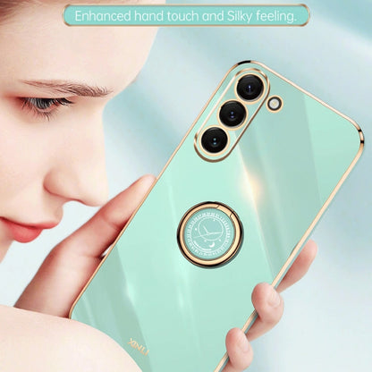 For Samsung Galaxy S24 5G XINLI Straight Edge 6D Electroplate TPU Phone Case with Ring Holder(Hawthrn Red)