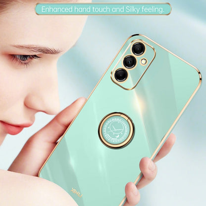 For Samsung Galaxy A55 XINLI Straight Edge 6D Electroplate TPU Phone Case with Ring Holder(Celestial Blue)