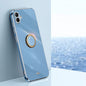 For Samsung Galaxy A04e 4G XINLI Straight Edge 6D Electroplate TPU Phone Case with Ring Holder(Celestial Blue)