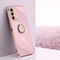 Pour Samsung Galaxy A15 XINLI Étui de téléphone en TPU à bord droit 6D galvanisé avec support annulaire (violet cerise)