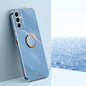For Samsung Galaxy A15 XINLI Straight Edge 6D Electroplate TPU Phone Case with Ring Holder(Celestial Blue)