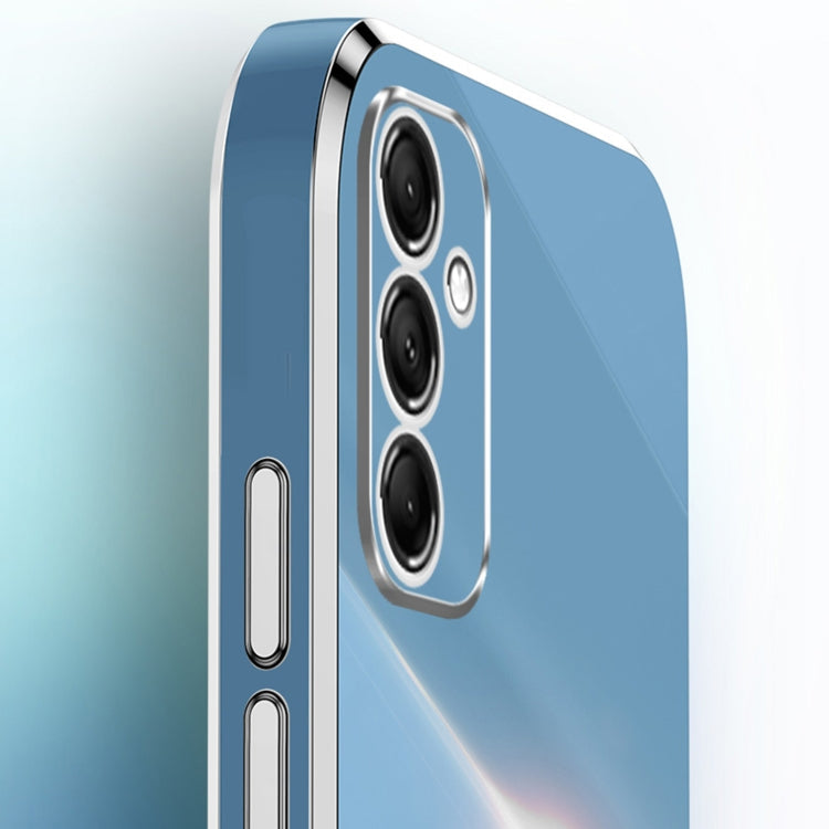 For Samsung Galaxy A15 XINLI Straight Edge 6D Electroplate TPU Phone Case with Ring Holder(Celestial Blue)