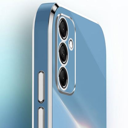 For Samsung Galaxy A15 XINLI Straight Edge 6D Electroplate TPU Phone Case with Ring Holder(Celestial Blue)