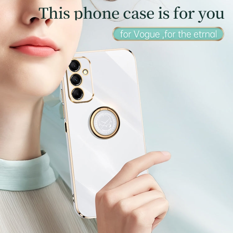 For Samsung Galaxy A15 XINLI Straight Edge 6D Electroplate TPU Phone Case with Ring Holder(White)