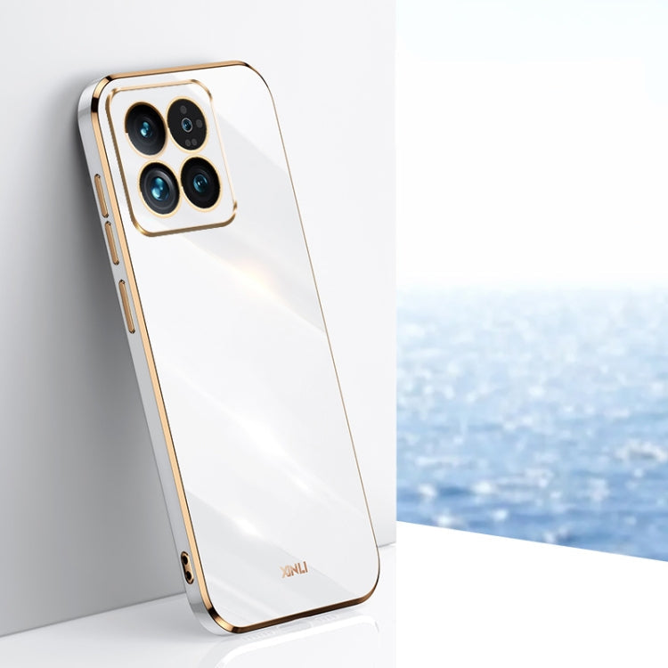 For Xiaomi 14 XINLI Straight Edge 6D Electroplate TPU Phone Case(White)