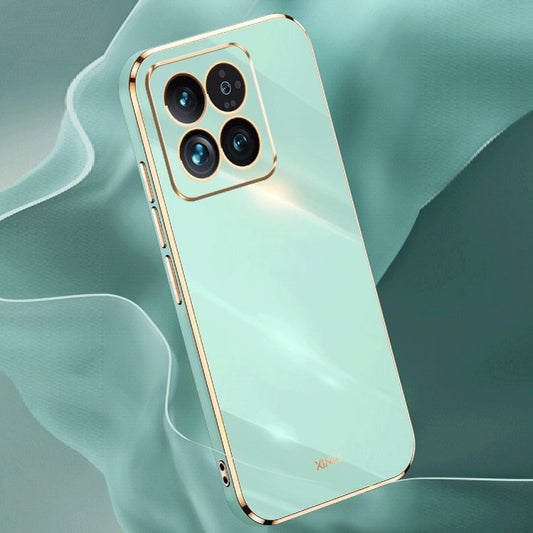 For Xiaomi 14 Pro XINLI Straight Edge 6D Electroplate TPU Phone Case(Mint Green)