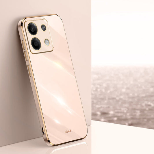 Pour Xiaomi Redmi Note 13 4G XINLI Étui de téléphone en TPU à bords droits 6D galvanisés (rose)