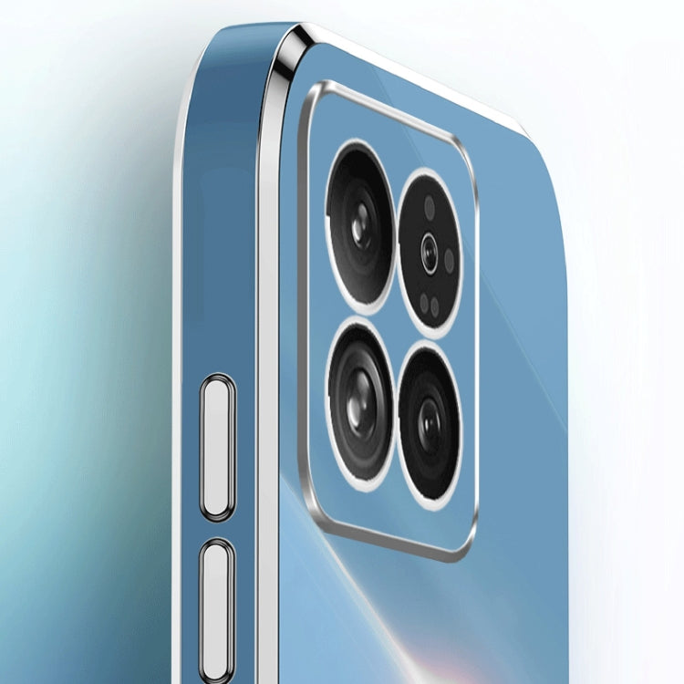 For Xiaomi 14 XINLI Straight Edge 6D Electroplate TPU Phone Case with Ring Holder(Mint Green)