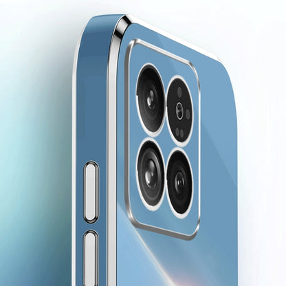 For Xiaomi 14 Pro XINLI Straight Edge 6D Electroplate TPU Phone Case with Ring Holder(Celestial Blue)